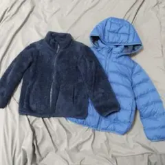 ネイビー ブルー ユニクロ フリース 中綿 アウター パーカー コート120