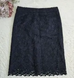 23区　総レーススカート　ネイビー　大きいサイズ　44 上品