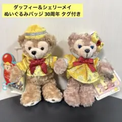 限定　ダッフィー＆シェリーメイ ぬいぐるみバッジ 30周年 セット タグ付き