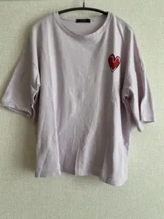 HOTPING ハート刺繍 半袖Tシャツ ライトパープルのサムネイル