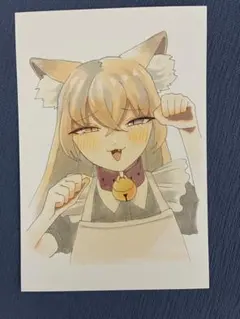 手描きイラスト アナログイラスト オリジナル 女の子 猫耳 ネコミミ メイド