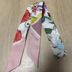 GUCCI プリントシルクリボン 新品・未使用 ホースビット ピンク GG柄