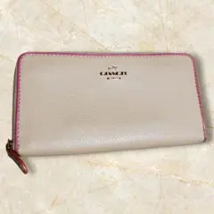 【訳あり】COACHコーチ レザー長財布 ピンク