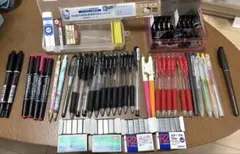 文房具まとめ売りセット ボールペン・シャーペン・芯・針・定規・消しゴム・クリップ