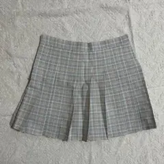 水色 チェック柄　制服　プリーツスカート　ミニスカート　制服ディズニー