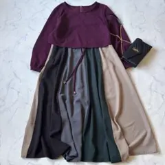 rpsアールピーエス　カラフルパッチワークドッキングワンピース　ロング◆6868