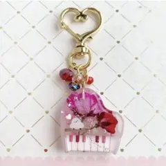 4048】苺ピアノ♡ヘアゴム ルージュカラーのカラフル黒鍵 いちご 