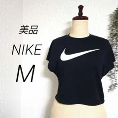 美品　NIKE　Tシャツ　黒　m　ショート丈　フレンチスリーブ　ビックロゴ