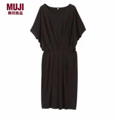 −60%！無印良品 MUJI ギャザーワンピース ルームウェア 黒 Mのサムネイル