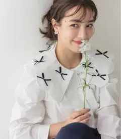 Donoban★ スカラップカラー リボンブラウス 未使用タグ付き