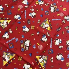 月末最終お値下げ価格！ハローキティ 音楽　プリント　綿生地 赤
