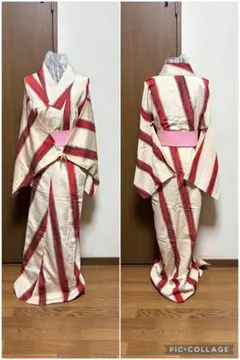 アンティーク!!赤黒暈し斜め縞 袷