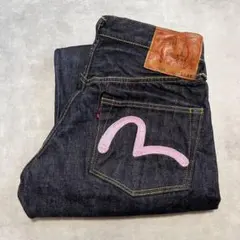36×32 Evisu 刺繍かもめ　ピンク刺繍　No.1スペシャル デニムパンツのサムネイル
