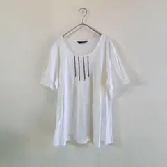 DAKS 白 半袖カットソー 綿44 刺繍 ロゴ刺繍　日本製 上品のサムネイル