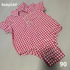 BabyGAP 赤いチェック柄ロンパース 90