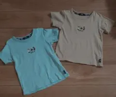 POLO クマ刺繍Tシャツ 2枚セット 水色・ベージュ130cm