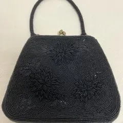 昭和レトロ　黒いビーズのパーティーバッグ