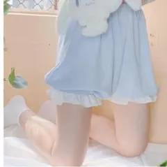 ラス1★ペチパンツ ペチコート 水色 ロリータ 甘ロリ 天使界隈 コスプレ