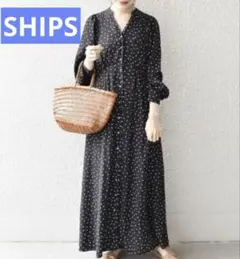 美品＊シップス　ドットワンピース　S ネイビー
