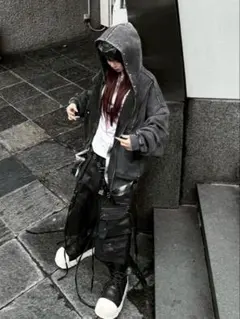 XU DOG studs washing zip up hoodie ブラック