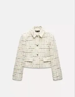 ZARA ザラ　ホワイト ツイードジャケット ショート丈　xs 2025年購入