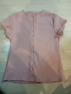 ZARA リブニット 半袖トップス ピンク L