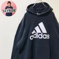 アディダス パーカー ビッグシルエット 2XL ブラック ゆるだぼ 古着男子