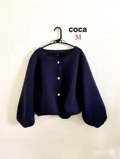 【coca】ボンディング 金ボタン バウンスノーカラージャケット ネイビー/紺Mのサムネイル