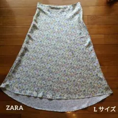 ZARA フラワープリント フレアスカート Lサイズ