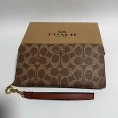 コーチ 長財布 CW778 シグネチャー ブラウン ストラップ付