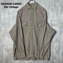 T-2345 90s FASHION CARGO ネルシャツ 千鳥格子 M 茶