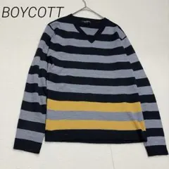 ボイコット トップス　Vネック ボーダーニット セーター　メンズのサムネイル
