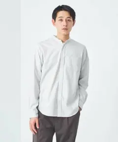 【美品】グリーンレーベルリラクシング 防シワ オックスフォードバンドカラーシャツ