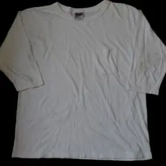 ONEITA ホワイト 七分袖カットソー ポケット付き