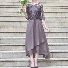 GIRL レース切替え ワンピース ドレス 大きいサイズ XL 結婚式 お呼ばれ