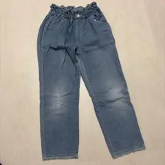 BREEZEデニムパンツ ウエストゴム フリンジ