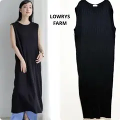 LOWRYS FARM テレコワンピース　ノースリーブリブニット　F ブラック
