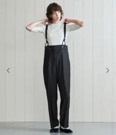 【大人気】H BEAUTY&YOUTH ブラックサスペンダーパンツ