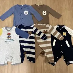 男の子 長袖 6点セット 70〜80cm まとめ売り クマ ロンパース 冬服