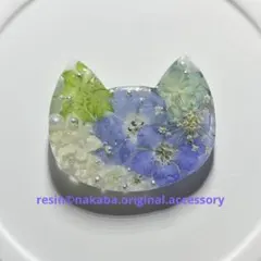 藤の花と猫さん(手描き♪)ヘアゴム ポニーフックブローチペンダント