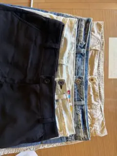 デニム フリンジ裾 ショートパンツ、スカート４点