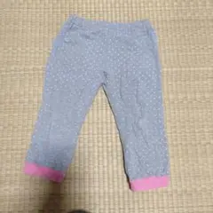 ドット柄グレー薄手裏起毛パンツ90