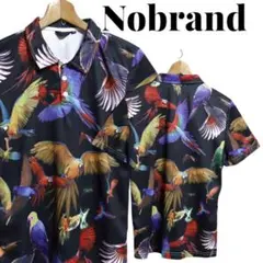 Nobrand 総柄 アニマル柄 鳥柄 バード柄 マルチカラー ポロシャツ M