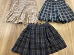 UNIQLO キッズ160 チェック柄　プリーツ　キュロットスカート3点セット