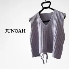 JUNOAH ニットベスト　ラベンダー　バックリボン　リブ　ショートのサムネイル