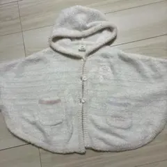 ジェラートピケ　ホワイト ベビーポンチョ XXS フード付き