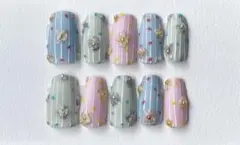 【現品】パステルストライプ　ネイルチップ　010
