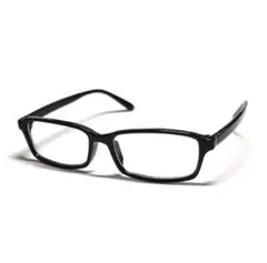 UVカットレンズ　スクエア型　透明レンズ　だてめがね　男女兼用　黒ぶち23055