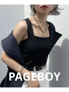 美品　PAGEBOY ページボーイ　ミニケーブルタンク　トップス　F ブラックのサムネイル