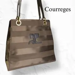 Courreges クレージュ ショルダーバッグ ナイロン ブラウンストライプ